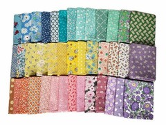 10 Fat Quarters Bundle | 1930s-1950s Reproduction Feed Sack Floral Cotton Fabric