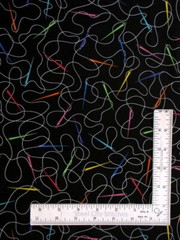 Sew Quilt Needle Thread Swirl Black Fabric By the Yard Cotton Benartex