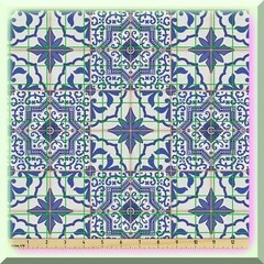 Vibrant Blue and Orange Moroccan Mosaic Fabric 2 Yards