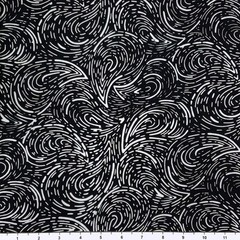 1 Yard Cut of Lunn Fabric Paisley Texture Batik 100% Cotton 3404 Black & White
