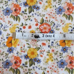 By The Yard, Pretty Floral On Beige Cotton $3.99 Ships ANY Amount Of Fabric