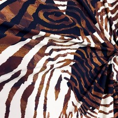 Animal Print Zebra Brown Spandex Fabric Stretch 60″wide by the Yard for Swimwear