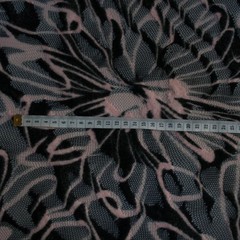 Designers lace devore fabric Black & Pink Floral Remnant 170x140cm Made in Italy