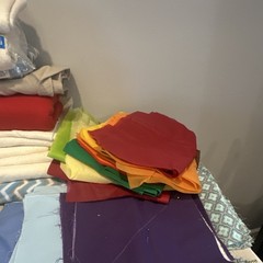Assorted Multicolor Fabric Pieces & Scraps Lot, Mixed Prints