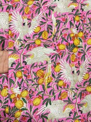 Print_805 Handmade Animal Bird Running Cotton Indian Fabric 2.5 Yard Hand-Block