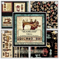 QT D MORRIS “SEAMLESS” ON BLACK SEWING THEME NOTIONS FABRICS (SELECTION)