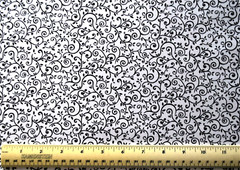 MDG Fabrics Black Florals and Swirls on White By the 1/4 yard cotton fabric
