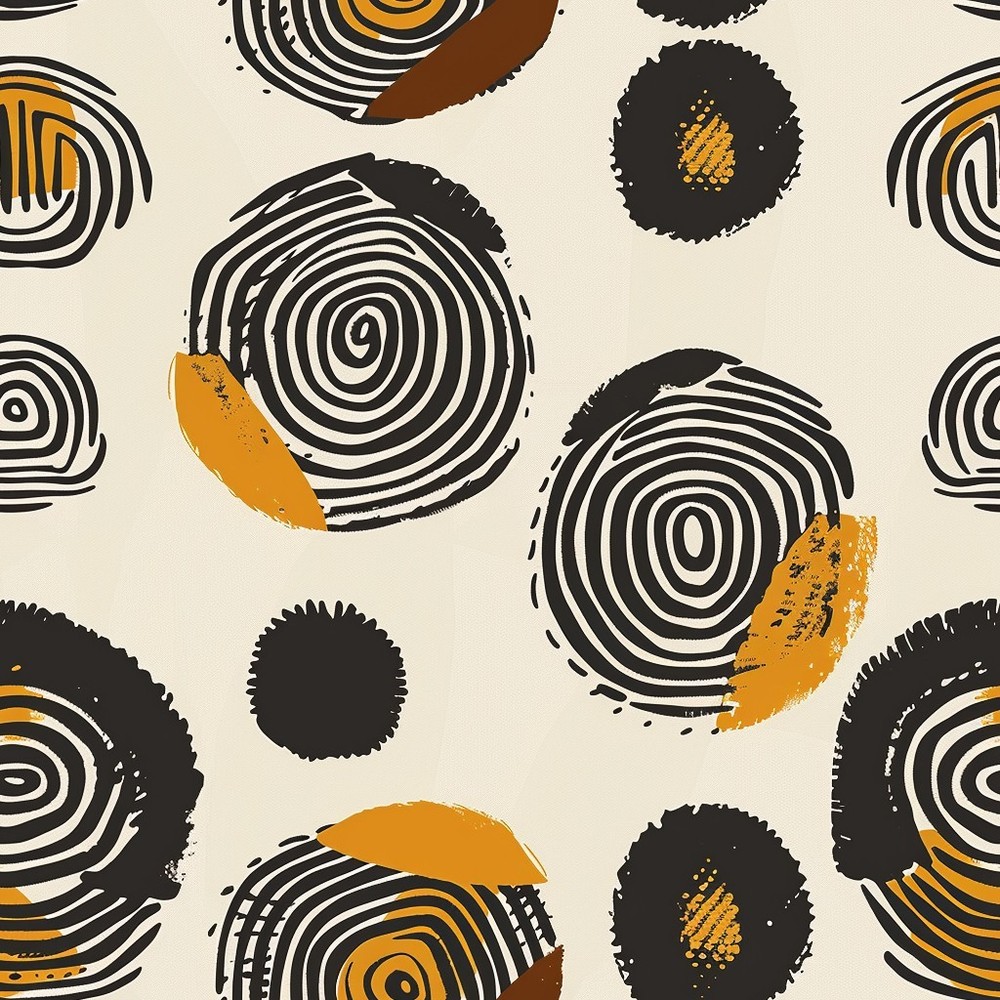Circular Minimalist Printed Cotton Fabric By The Yard