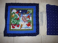 Fabric Panel SEWING CRAFTS snowman christmas glitter THROW PILLOW COUCH blue