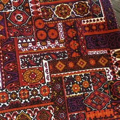 Vintage 5th Avenue Designs Fabric VAT Dye W/Dupont Zepel, Red Bohemian 48×284”