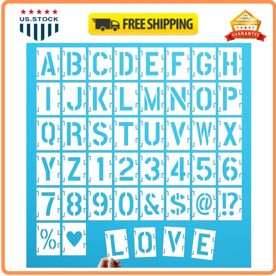 42 Pc 2 Inch Letter and Number Stencil Set Reusable Interlocking Craft Templates