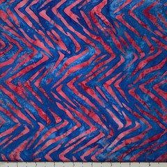 1 Yard Cut of Lunn Fabric Zebra Chevron Batik 100% Cotton 3529 Cobalt Blue Red