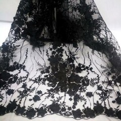 Exquisite 3D Flower Bridal Lace Fabric Embroidered Floral Sequins Lace Fabric