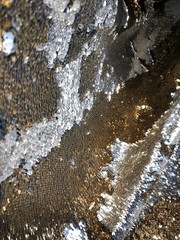 Reversible 3mm Gold & Silver Sequins Fabric | (2 Way Stretch/Per Yard)