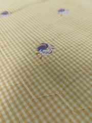 Heavy Yellow and Gold Gingham Check Fabric 2 Yards W/Raised Roosters & Wire.