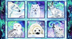 Tales of the Tundra Northern Lights Panel 24 x 44″ Seal, Wolf, Katy Lipscomb