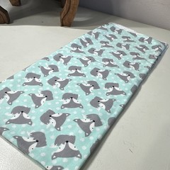 Joann Snuggle Flannel Cotton Fabric Aqua Gray White Fox Print 1 yd.