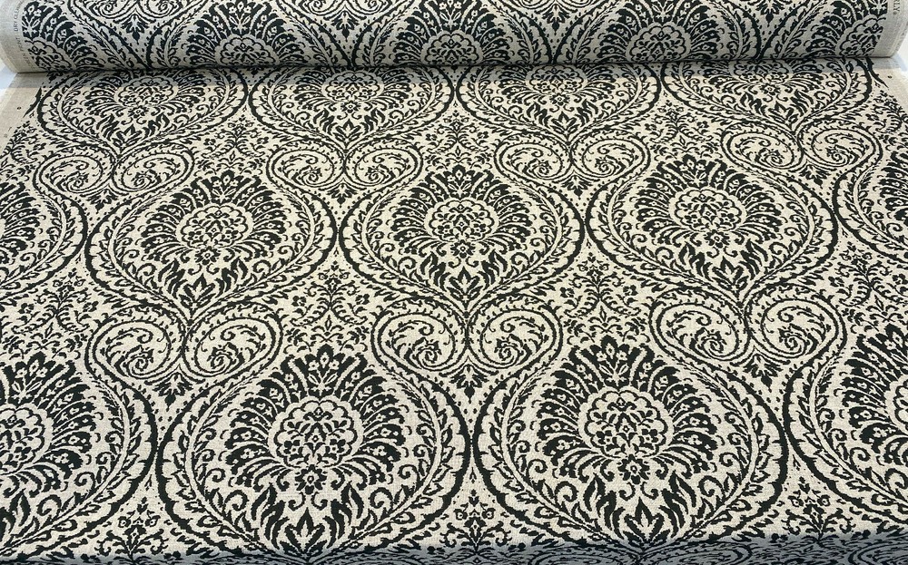 Waverly High Note Ink Black Linen Fabric By the Yard