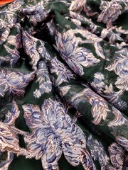 Pink Mauve Floral Brocade Fabric Sold By The Yard Black Organza Bridal Prom Dres