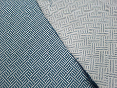 Covington LAT GEO PEACOCK Teal Blue Trellis Weave Designer Drapery Uph Fabric