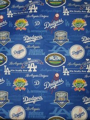Los Angeles Dodgers “GO BLUE” MLB Baseball Fabric 100% Cotton 1/2 yard 18”x44”