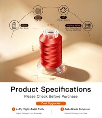AAA-Grade Polyester Embroidery Thread, 50 Colors, 40WT, 550 Yards Each, [Top …