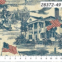 America 250 Patriotic Celebration Toile cotton fabric Northcott 28372-49 Blue