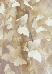 Taffeta Butterfly /on sheer FABRIC /58″ Wide by the yard -Beige