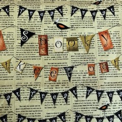 Witchy Halloween Paper Newspaper Triangle Spooky Banner DTK Studio E 2 Yards