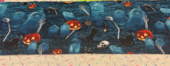 Halloween* Black Cats*Skeletal*Tombstones* Blank Quilting *100% Cotton*8″ x 21″