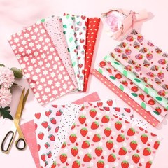 30 Pcs 9.5×9.5 Inch Floral Quilting Cotton Fabric Squares Strawberry Pink