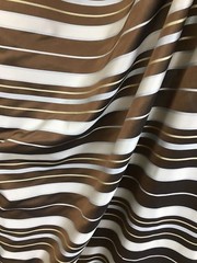 BROWN IVORY GOLD Striped Taffeta Brocade Drapery Fabric (54 in.) Sold BTY
