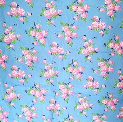VTG Blue Pink Spring Floral 100% Cotton Fabric 35in Wide By The Yard
