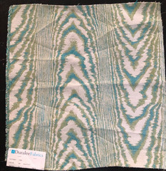 DURALEE Ikat in Aqua/Green 17 x 17 1/2″ Woven Damask Fabric Sample