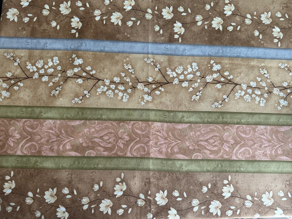 COTTON FABRIC Serenade AH Studio SSI South Sea 1 yard cut border print beige