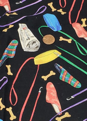 Blank Quilting Fabric 27″ Mark Hordyszynski Dog Bone Newspaper Slippers Leash