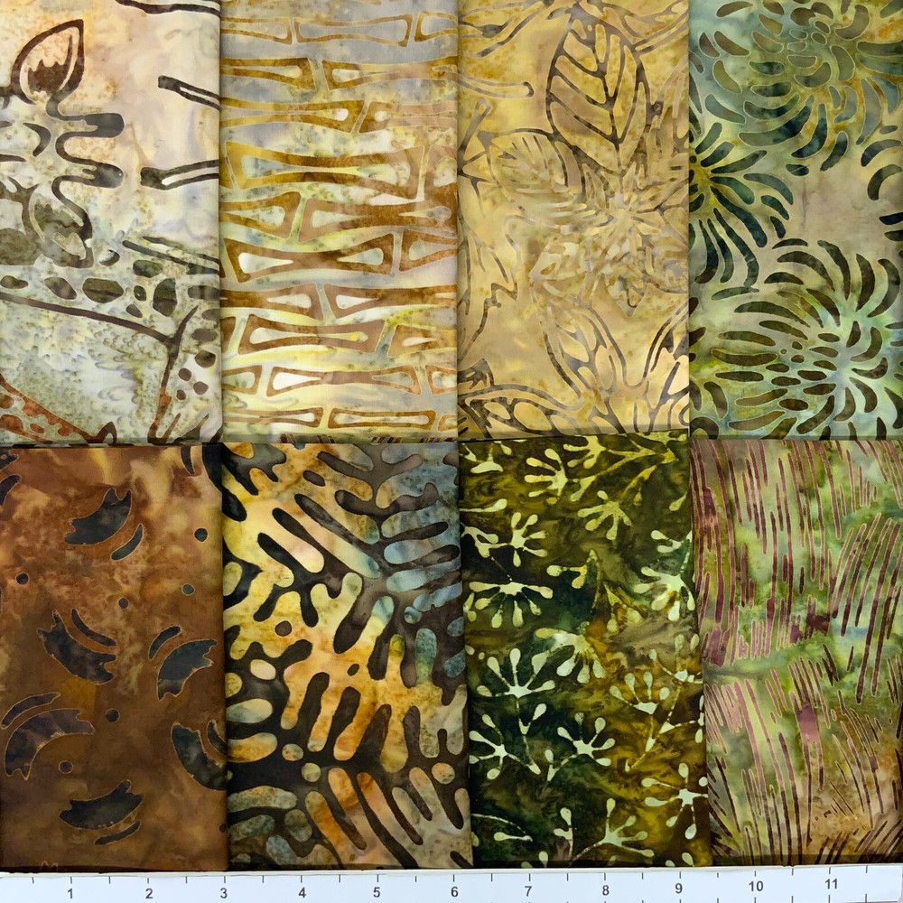 8 Fat Quarters Giraffe #2 Batik Lunn Fabric FQ Pack 100% Cotton Handmade