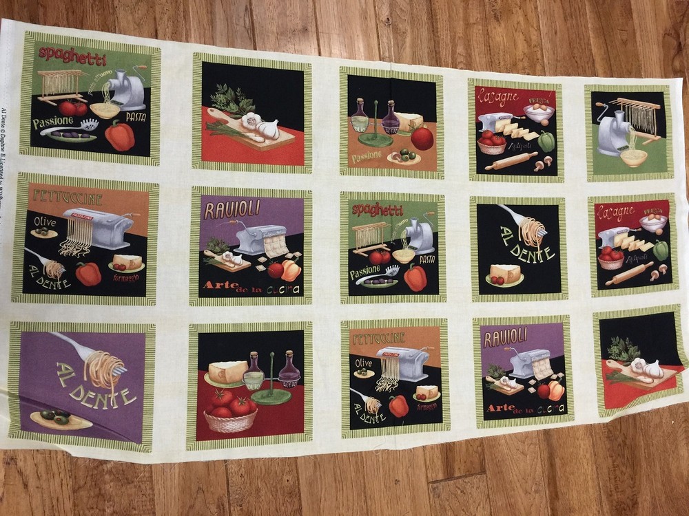 Al Dente Italian Pasta Hot Pad Potholders Cotton Fabric Block Panel sew – quilt