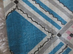 4905. 2 Vtg. GEOMETRIC BLUE Quilting COTTON FEEDSACK PANELS – 36″ x 44″ each