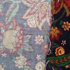 Flannel Fabric–Jewel Tone Floral on Dark Navy Cotton, 58″ Wide x 2+ Yards