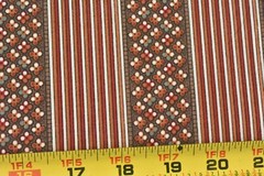By 1/2 Yd, Vintage, Brown Cream & Rust Striped Quilt Cotton, Fabric Country,V108