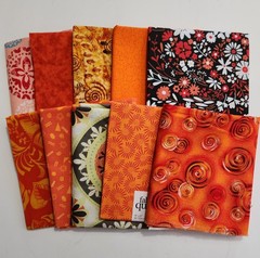 Lot of 10 Fat Quarters Various Orange Prints Quilt 100% Cotton Fabric NEW