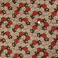 Vintage 80s QUILTED Patchwork Cheater Fabric Autumn Colors 20×40″ Remnant