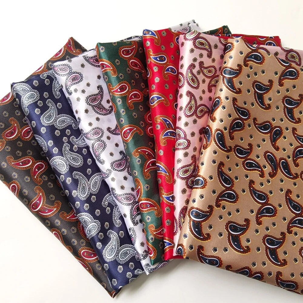 Satin Fabric 58″ Wide | 1Yard | 2Yards | 5Yards | Retro Paisley Scarf Material