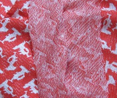 50″ x 66″W Vintage Cotton T-Shirt Skirt TUBE Knit Fabric Retro Design Red White