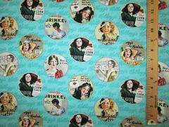 Vintage Kelloggs Cereal Corn Flakes Blue Snacks Food Cotton Fabric FQ