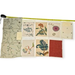 Chelsea Editions Embroidered Fabric Samples Lot of 8 Linen Textile Swatches