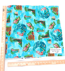 Surfing Santa Christmas Sewing Craft Cotton Fabric 1 Pc 20″ x 42″