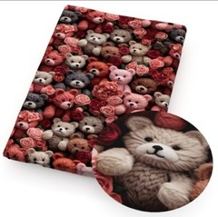 3D look Teddy bear Polyester Cotton blend fabric. 20″x55″ 1234928 half meter