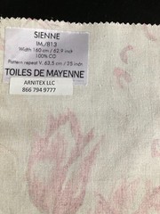 TOILES DE MAYENNE Sienne in Rose, Taupe, Gold 17″ Floral Fabric Sample